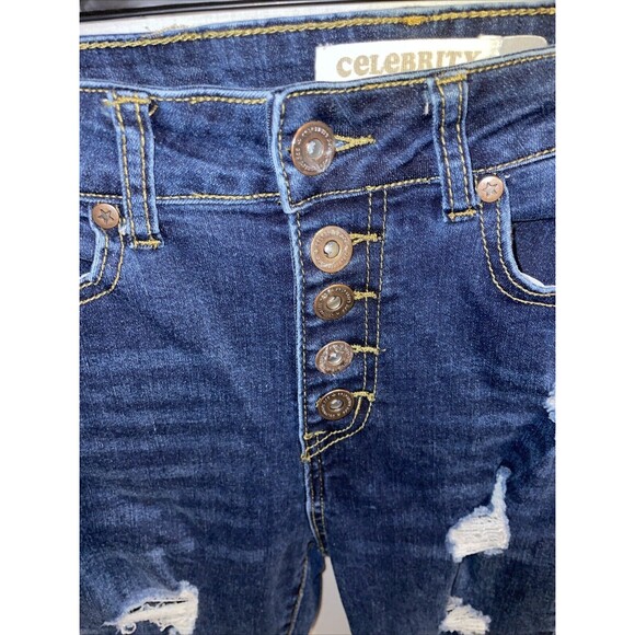 Celebrity Ace Women’s Distressed Skinny Jeans Size 3 Blue Button Fly Western - Picture 3 of 12